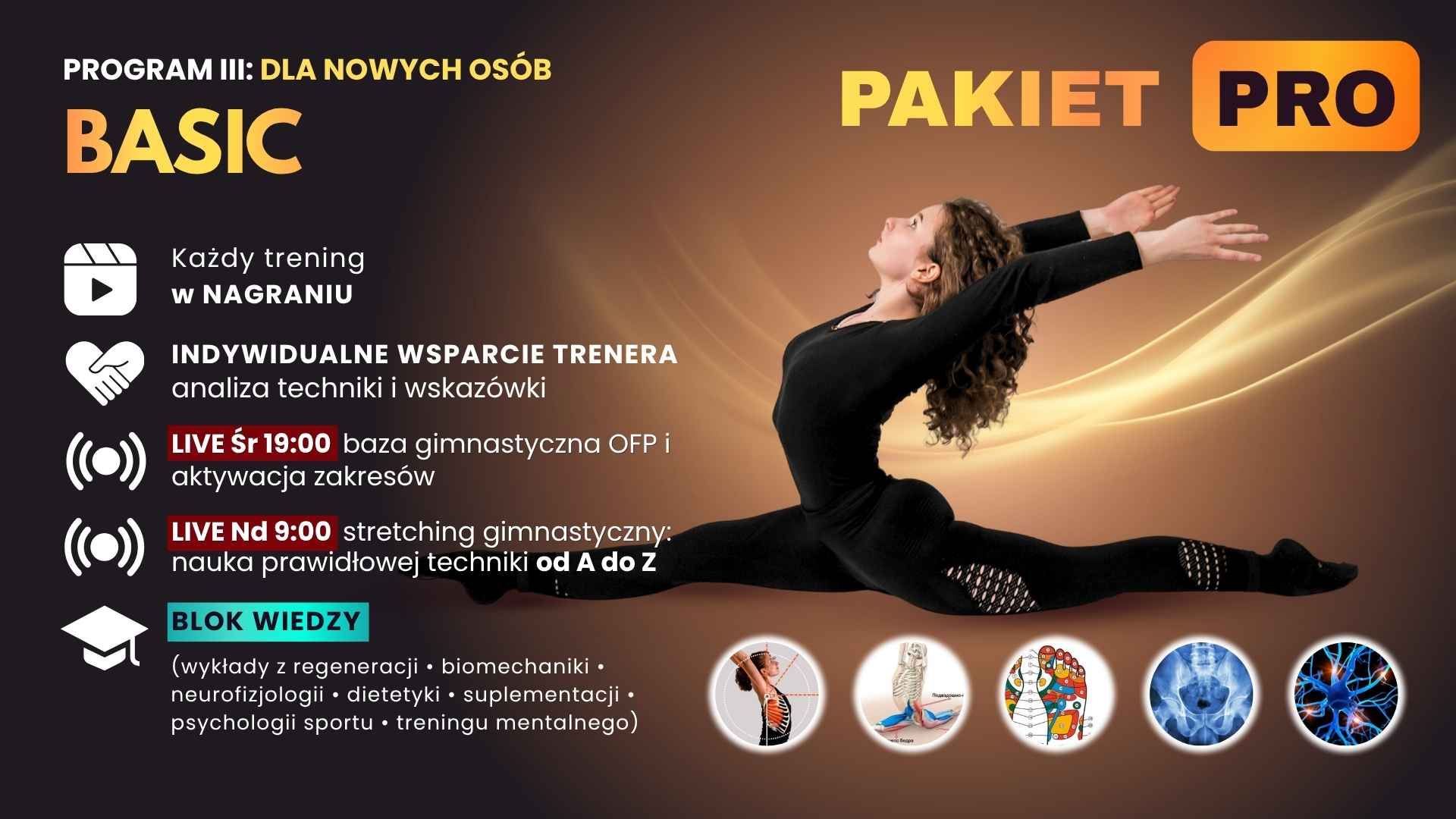 BASIC pakiet PRO, program nr 3 (Śr 19:00 + Nd 9:00 + wykłady + wsparcie trenera)